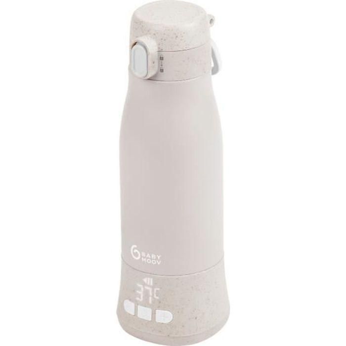 Babymoov BBM3661276184398 Calentador de biberones portátil Moov & Feed 340ml, beige mineral, control de temperatura, mantiene el calor