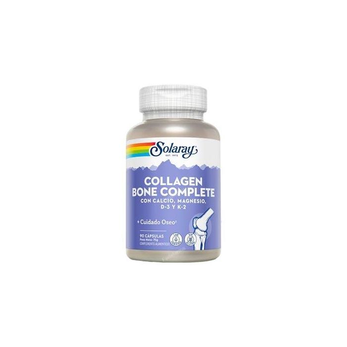 SOLARAY Collagen Bone Complete con Calcio, Vit. D3 y K2 para Huesos - 90 Cápsulas Vegetales