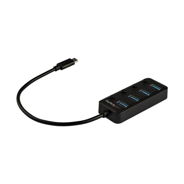 StarTech.com Hub USB Tipo C de 4 Puertos USB-A 3.1 Gen 1, 5 Gbps con Interruptores Individuales de Encendido/Apagado para PC/Mac 1