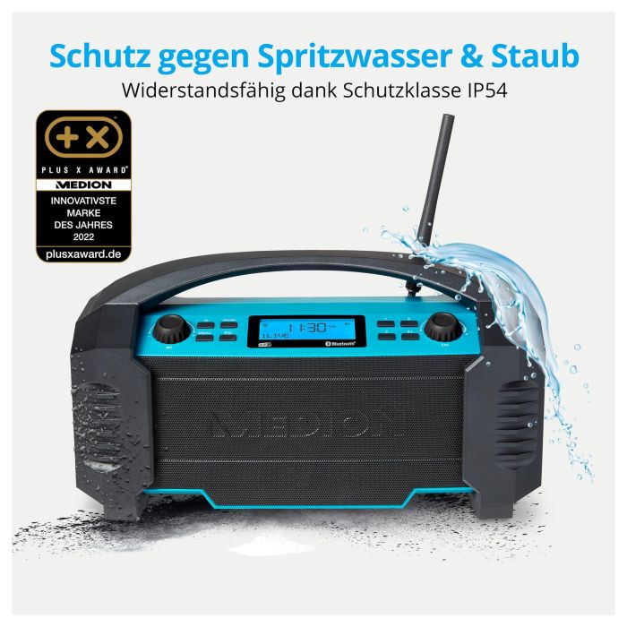 Medion MD 43320 Radio de Obra DAB+ Bluetooth 15W LCD Azul Negro 5