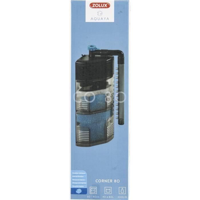 Filtro de esquina interior Zolux - Para acuarios de 40 a 80 L - Caudal de 300 L/h - 5 W 1 Filtro de esquina interior Zolux - Para acuarios de 40 a 80 L - Caudal de 300 L/h - 5 W 1