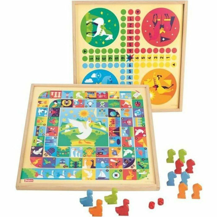 JEUJURA Juego de ganso y caballos pequeños - Bandeja de madera