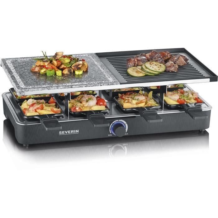 Gril Severin Raclette - RG2376 - 8 personas - Piedra de cocción natural y placa reversible no de palo - termostato ajustable Gril Severin Raclette - RG2376 - 8 personas - Piedra de cocción natural y placa reversible no de palo - termostato ajustable