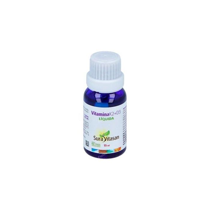 SURA VITASAN Vitamina K2 + D3 Líquida 15ml, 120µg K2 y 25µg D3, para Huesos y Sistema Inmunitario