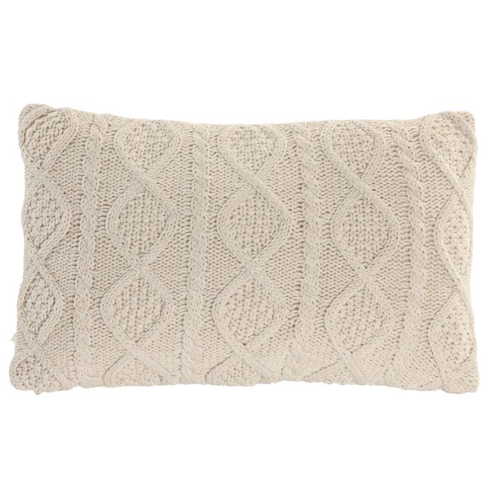 DKD Home Decor Pack de 2 Cojines Boho de Algodón Crudo 30x50 cm, Hechos a Mano, con Cremallera y Relleno de 380g