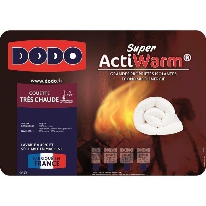 Edredón muy cálido DODO SUPER ACTIWARM - 450 g / m² - 220 x 240 cm - Blanco 2 Edredón muy cálido DODO SUPER ACTIWARM - 450 g / m² - 220 x 240 cm - Blanco 2