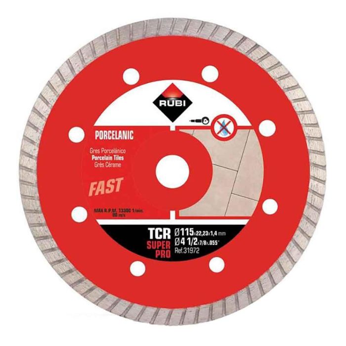 Rubi R31972 Disco Diamante TCR Superpro Ø115 x 1.4 x 22.2 mm para Gres Porcelánico Corte Fino Soldadura Láser Rubi R31972 Disco Diamante TCR Superpro Ø115 x 1.4 x 22.2 mm para Gres Porcelánico Corte Fino Soldadura Láser