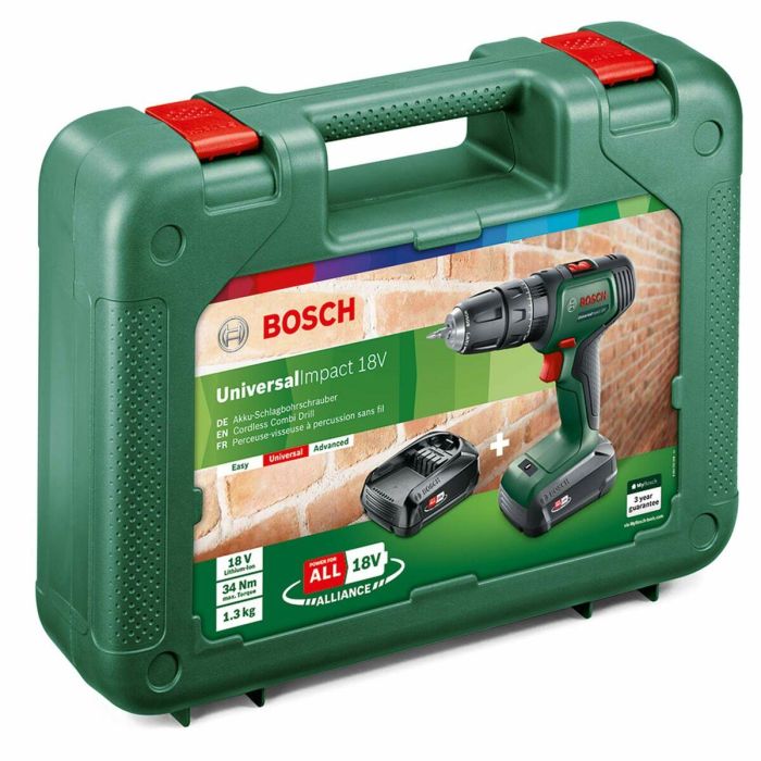 Taladro percutor BOSCH - UniversalImpact 18 Caja 2 baterías 1,5Ah 6