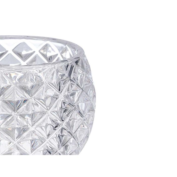 Giftdecor Portavela de Cristal Transparente con Diseño Rombo, Vidrio, Dimensiones: 9.2 cm x 7.5 cm x 9.2 cm (Set de 16)