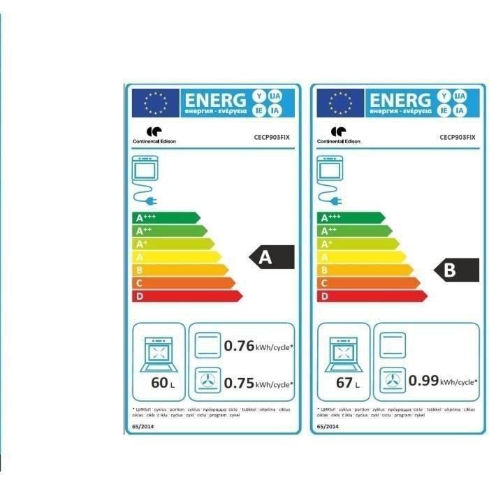 Piano de cocina a gas con 3 hornos eléctricos CONTINENTAL EDISON CECP903FIX 5 fuegos - Acero inoxidable - Ancho 90 cm 3