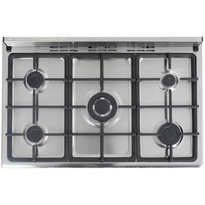 Piano de cocina a gas con 3 hornos eléctricos CONTINENTAL EDISON CECP903FIX 5 fuegos - Acero inoxidable - Ancho 90 cm 5