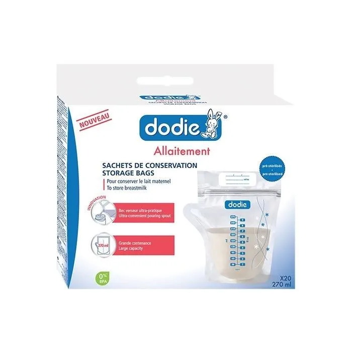 Dodie x20 Bolsas de Conservación Grandes 270 ml Preesterilizadas Anti Fugas Leche Materna 2