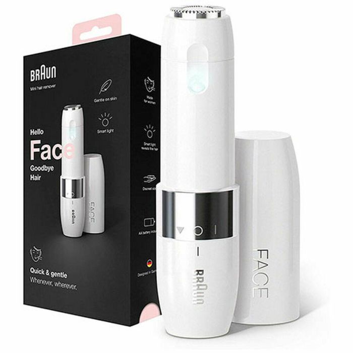 Afeitadora facial eléctrica Braun Face Mini FS1000 para mujer, suave para la piel, función de luz inteligente, color blanco