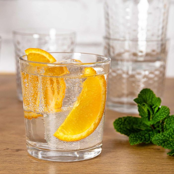 Quid Set 6 Vasos Bajos Gala Vidrio 26 cL con Relieve 4