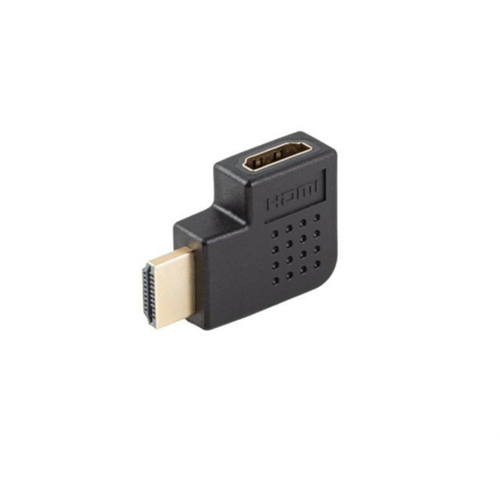 Lanberg Adaptador HDMI 4K Macho - Hembra Angulo Macho a Hembra Chapado en Oro PVC Negro