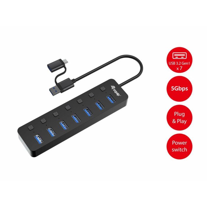 Equip Hub USB-C 3.2 Gen1 7xUSB-A Con Interruptores Adaptador USB-A y Alimentador 10 Equip Hub USB-C 3.2 Gen1 7xUSB-A Con Interruptores Adaptador USB-A y Alimentador 10