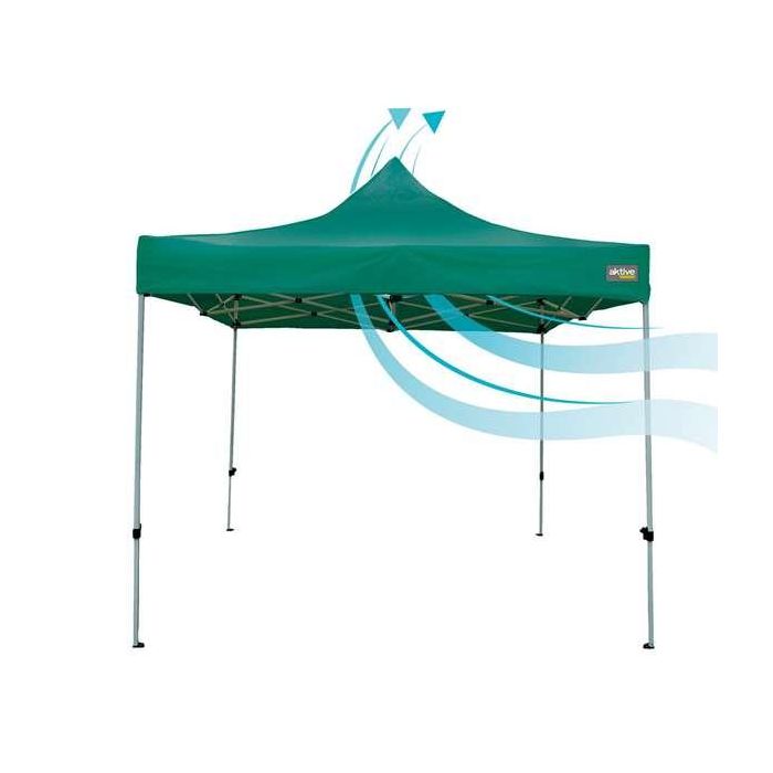 Cenador Aktive Plegable Altura ajustable Acero Poliéster 420D Oxford Verde 300 x 320 x 300 cm 6