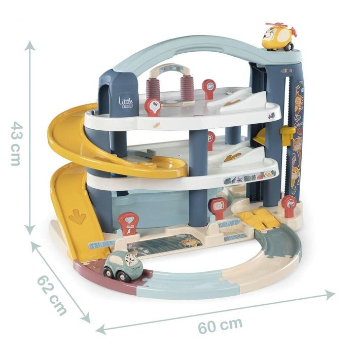 Little Smoby Gran Garaje de Juguete de 3 Pisos con Mega Rampa, Ascensor, Escotilla Secreta y Zona de Reparación para Niños 1