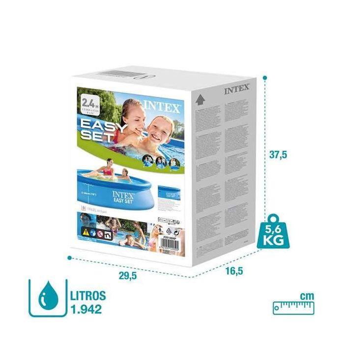 Intex Piscina Hinchable Redonda Easy Set 244x61 cm de Diámetro, 1942 Litros de Capacidad, Material PVC, Para Niños +6 Años 9 Intex Piscina Hinchable Redonda Easy Set 244x61 cm de Diámetro, 1942 Litros de Capacidad, Material PVC, Para Niños +6 Años 9