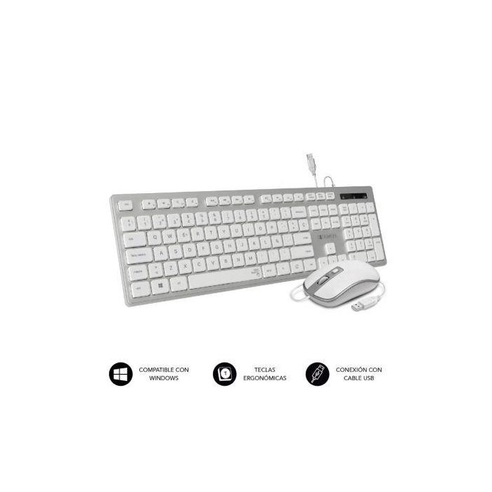 Teclado y Ratón Subblim SUBKBC-CEKE60 Blanco Plata Qwerty Español Teclado y Ratón Subblim SUBKBC-CEKE60 Blanco Plata Qwerty Español