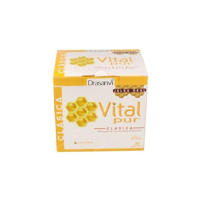 DRASANVI Vitalpur Clásica Jalea Real 1500mg, 20 Viales. Complemento alimenticio sin azúcares añadidos
