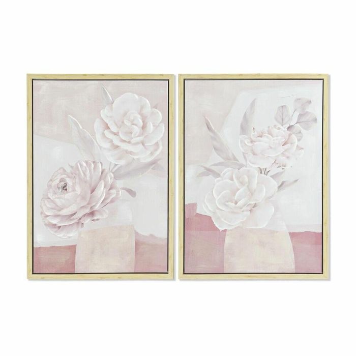 Cuadro Scandi DKD Home Decor Rosa Palo Blanco 4 x 70 x 50 cm (2 Unidades)