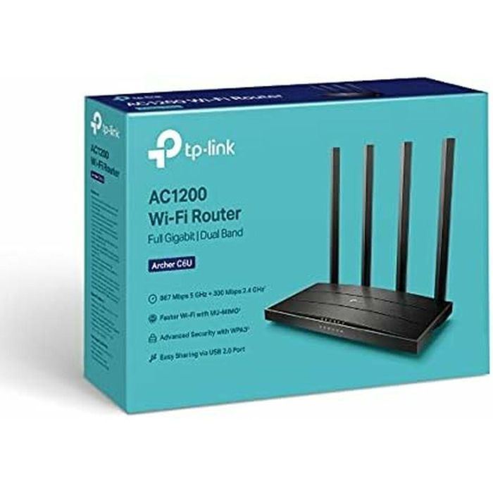 Router TP-Link Archer C6U Negro USB USB 2.0 RJ45 Ethernet LAN Wi-Fi 5 GHz 1