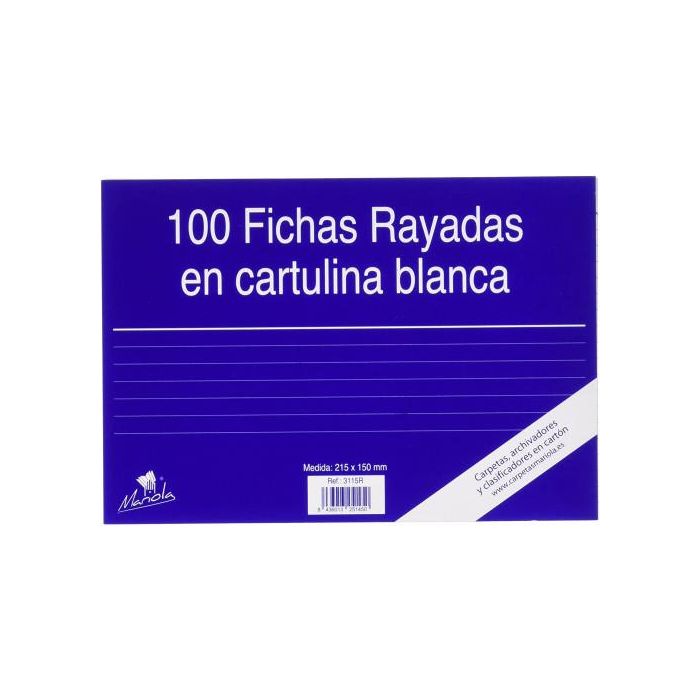 Mariola Ficha Rayada 215x160 mm Cartulina 180 gr Blanco Paquete De 100 Nº5