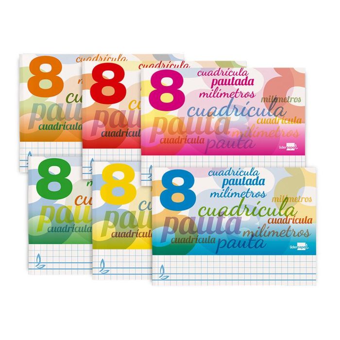 Libreta Liderpapel Pautaguia Tapa Cartoncillo 32 Hojas Din A5 Cuadriculado Pautado 8 mm Apaisada 70 gr 8