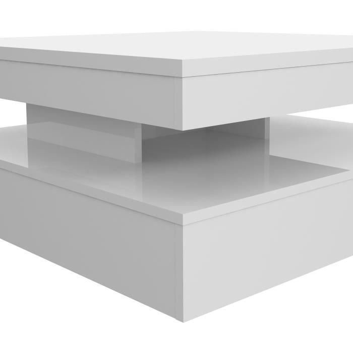 Mesa de centro con tapa giratoria - Cuadrada blanco brillo - 78 x 78 x 36 cm 1