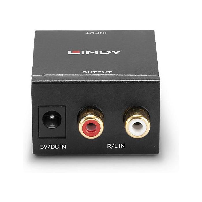 Lindy Convertidor Audio Analógico a Digital (ADC) Phono L/R a TosLink Óptico y Coaxial Digital. Salidas Individuales/Simultáneas. Splitter para Home Cinema. 3