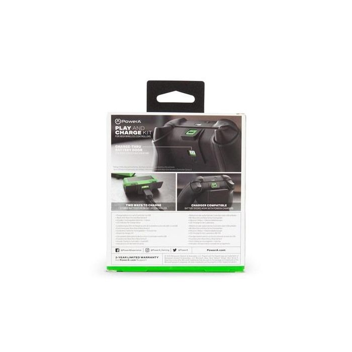 Power A 1518375-01 Kit Carga y Juega para Xbox Series X/S - 2 Baterías Recargables, Cable USB 3m, Compatible con Mandos Inalámbricos 3