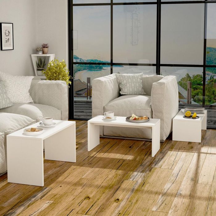 Juego de 3 mesas Alexandra House Living Blanco Madera MDP 32 x 65 x 30 cm 24 x 65 x 30 cm 39 x 65 x 30 cm 2