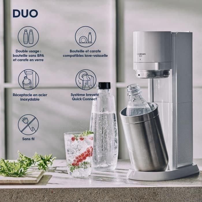 SODASTREAM DUOBICB - Máquina DUO blanca Pack 4 botellas (2 decantadores DUO + 2 Fusible LV) + 1 cilindro de intercambio CQC 3 SODASTREAM DUOBICB - Máquina DUO blanca Pack 4 botellas (2 decantadores DUO + 2 Fusible LV) + 1 cilindro de intercambio CQC 3