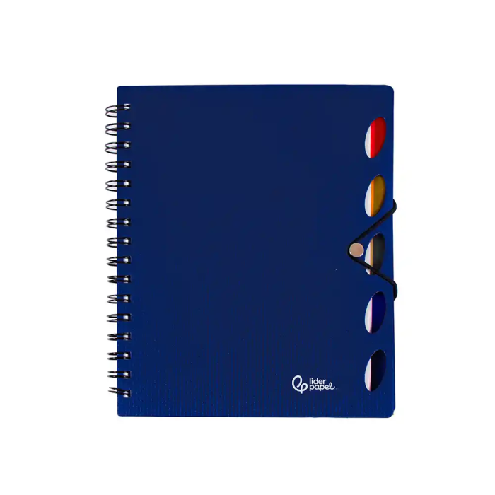 Liderpapel Cuaderno Espiral A5 Micro Executive Tapa Plástico 100 Hojas 80gr Cuadro 5mm con Separadores y Gomilla Azul 1