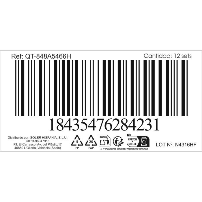 Set de 6 Cucharas Postre Antarti 1.5 mm - Inde (12 Cajas) 1 Set de 6 Cucharas Postre Antarti 1.5 mm - Inde (12 Cajas) 1