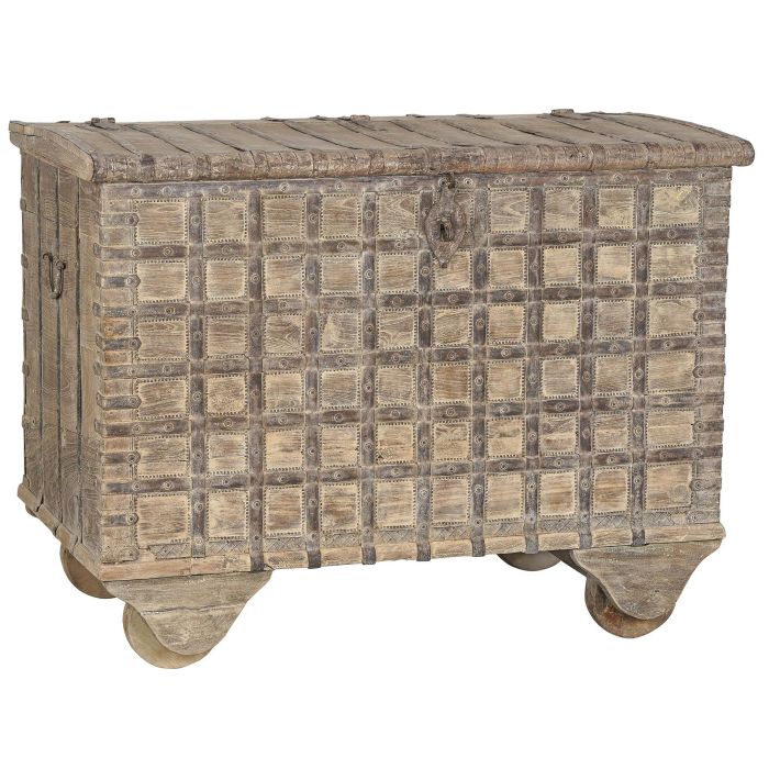 DKD Home Decor Arcón Item Home de Teca Natural 118x66x87 cm - Colección Unique/Antique Pieza Única