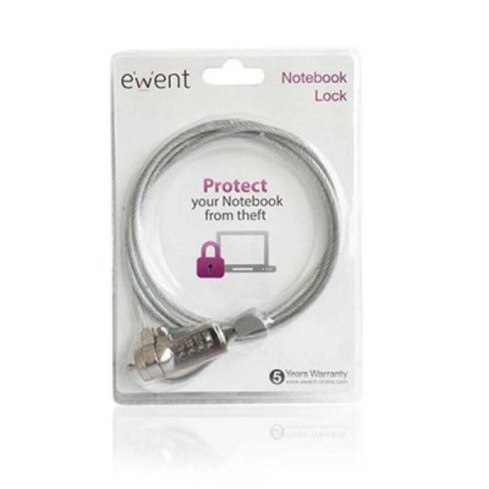 Ewent Candado para Portátil EW1241 con Combinación de 4 Dígitos y Cable de Acero de 1,5 m 1 Ewent Candado para Portátil EW1241 con Combinación de 4 Dígitos y Cable de Acero de 1,5 m 1