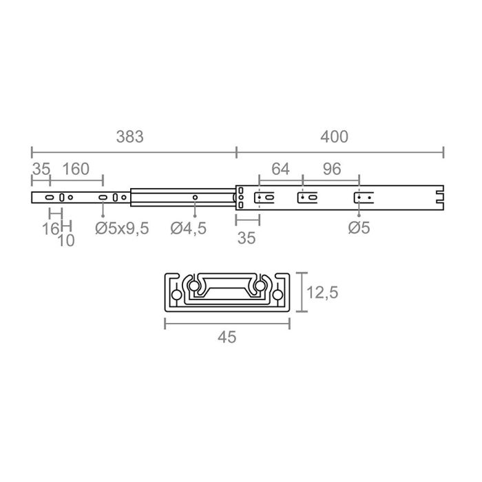 Micel Guía Telescópica de Cajón GC5 78040 400mm Carga 45kg Acero Zincado Extracción Total Freno 2 Micel Guía Telescópica de Cajón GC5 78040 400mm Carga 45kg Acero Zincado Extracción Total Freno 2