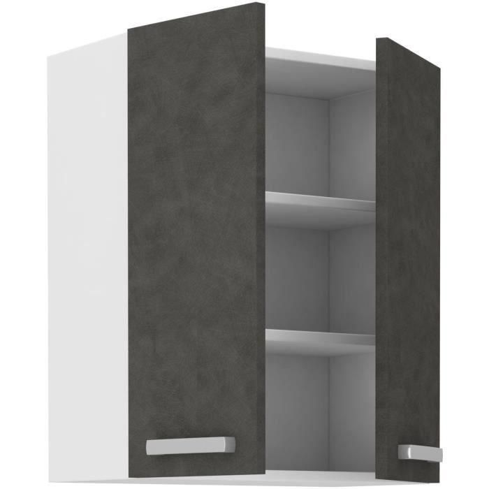 LASSEN Armario alto de almacenaje con puertas batientes Gris mate L 60 cm x P 31,6 cm x H 72 cm 2 LASSEN Armario alto de almacenaje con puertas batientes Gris mate L 60 cm x P 31,6 cm x H 72 cm 2