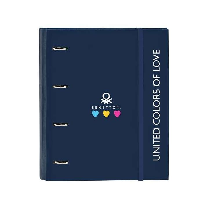 Safta Carpeta de Anillas 4x35 mm con Recambio 100 Hojas A4, Tapas Duras Forradas y Cierre con Goma Benetton Love