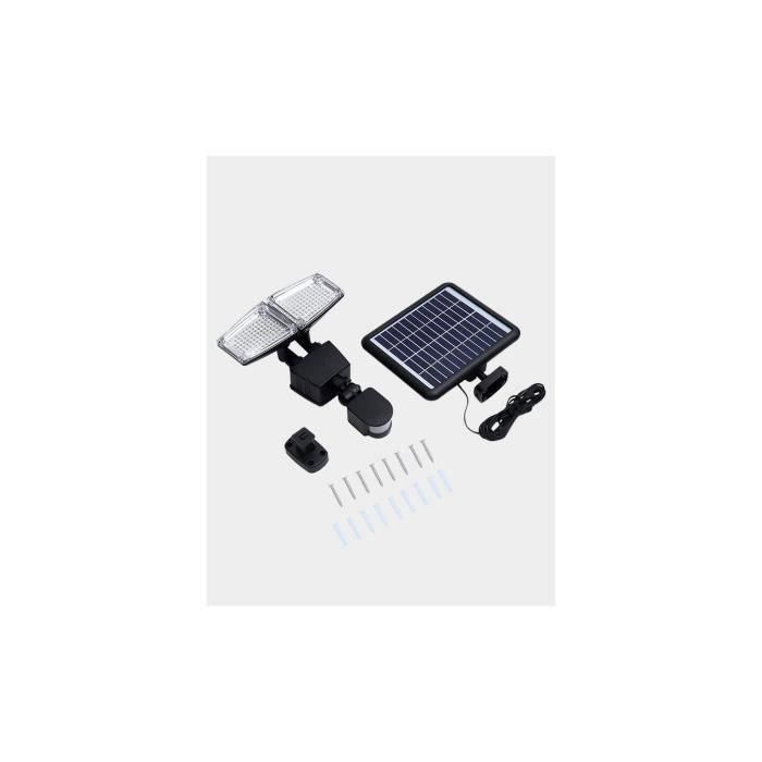 Lumi Jardin Douglas H23cm Proyector Solar LED Detector de Movimiento Blanco 2 Cabezales Negros Panel Solar Remoto Potente 1