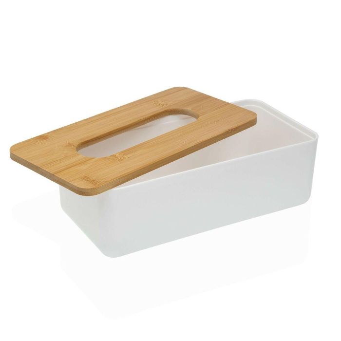 Caja para pañuelos Versa Bambú Polipropileno 13,1 x 8,6 x 26,1 cm Blanco 1