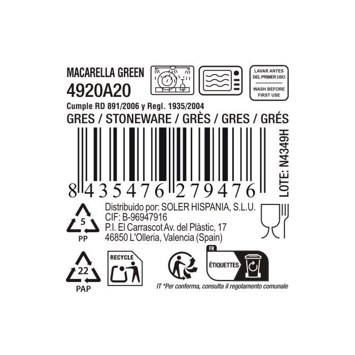 La Mediterranea Fuente Oval Macarella Green 25 x 12 x 2,2 cm (24 Unidades) 3