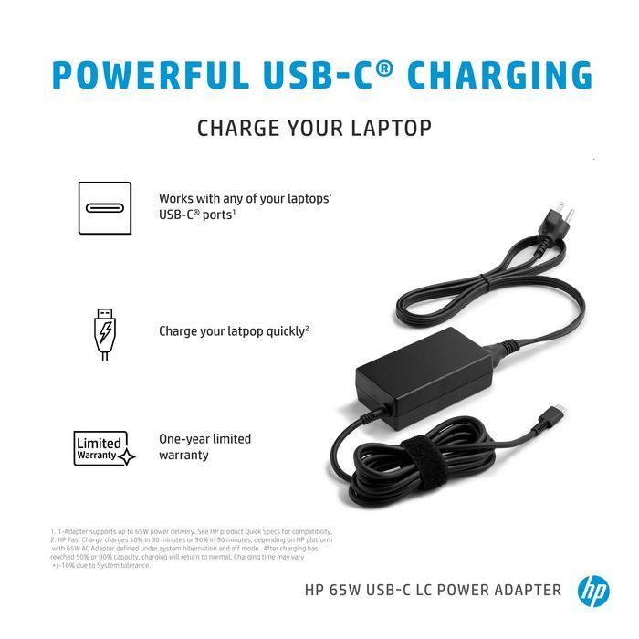 HP 65W USB-C LC Power Adapter Cargador para Portátil 3