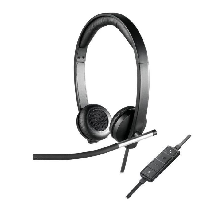 Logitech Auriculares con Micrófono H650E, Cancelación de Ruido, Compatibles con Skype, USB