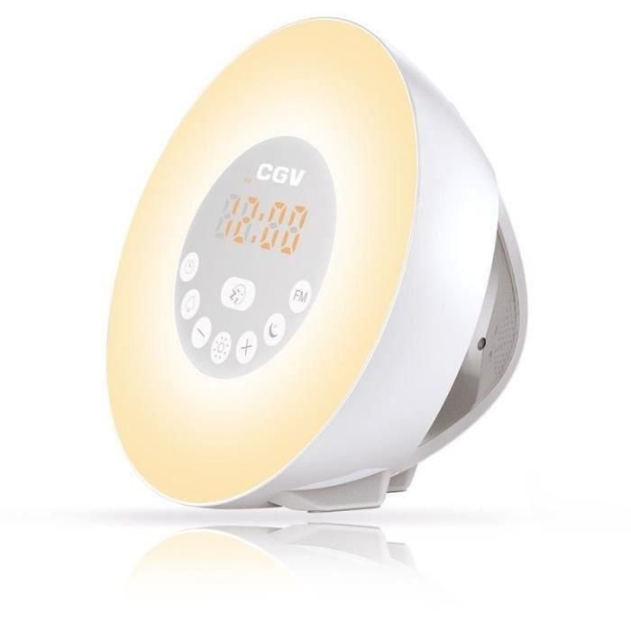 CGV CR ARUNA Radio reloj con simulador de amanecer - 6 colores ambientales - Blanco