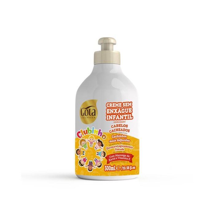 Gota Dourada Clubinho - Crema de Peinar para Niños con Cabello Rizado, Manteca Karité y Vitamina E, 300ml