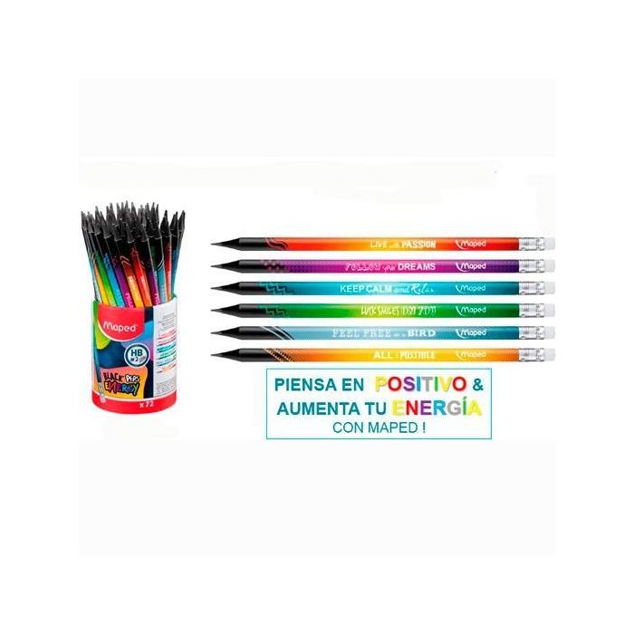 Maped Lápices De Grafito Black´Peps Energy Hb C-Goma En Bote -Expositor 72U- Maped Lápices De Grafito Black´Peps Energy Hb C-Goma En Bote -Expositor 72U-
