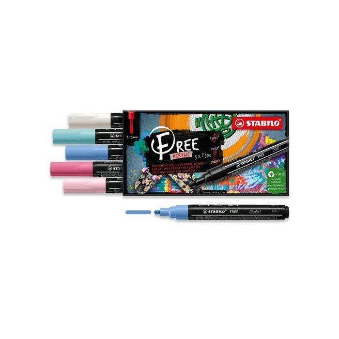 Marcador Acrylic Stabilo Free T300 Arty Line 2-3 Mm Set Candy Estuche De 5 (Azul Hielo Azul Cobalto, Rosa, Rubor Rosa Y Blanco) Marcador Acrylic Stabilo Free T300 Arty Line 2-3 Mm Set Candy Estuche De 5 (Azul Hielo Azul Cobalto, Rosa, Rubor Rosa Y Blanco)